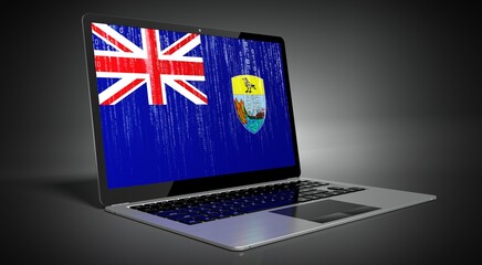 Saint Barthelemy - country flag and binary code on laptop screen - 3D illustration