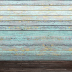 Wooden wall and floor. Rustic old wood board planks for background. Empty room for mock up, product displaing and copy space for text