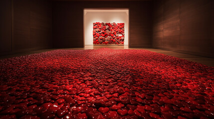 caminho com pétalas de rosas vermelhas, feliz dia dos namorados, amor e paixão 