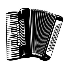 Accordion Silhouette. Vector clipart isolated on white. - obrazy, fototapety, plakaty