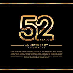 Fototapeta premium 52th year anniversary celebration logo design with gold number, vector template illustration