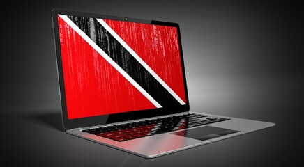 Trinidad and Tobago - country flag and binary code on laptop screen - 3D illustration