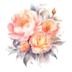 Obraz na płótnie Canvas bouquet of flowers Watercolor Peonies ai generative