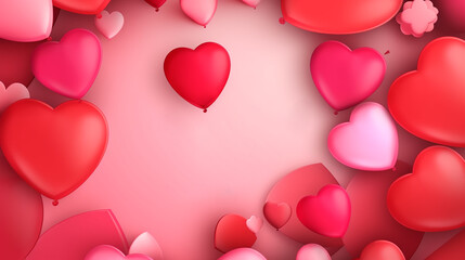 amor rômantico corações em fundo rosa 