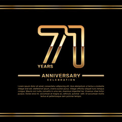 71th year anniversary celebration logo design with gold number, vector template illustration
