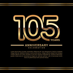 105th year anniversary celebration logo design with gold number, vector template illustration