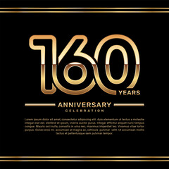 160th year anniversary celebration logo design with gold number, vector template illustration