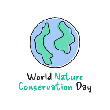 World Nature Conservation Day with earth icon in flat design. Observed on 28 July every year