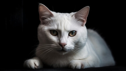 gato branco em fundo preto 