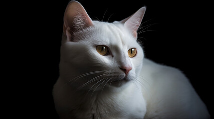 gato branco em fundo preto 