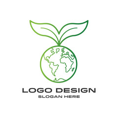 Colorful logo with gradient leaves and earth. The idea of ​​a logo for an environmental protection company.