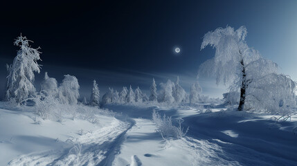 paisagem de inverno notourna com estrelas  nas montanhas de gelo 