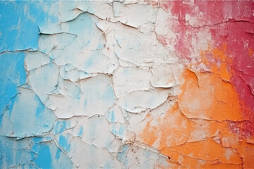 Close-up of an old painted wall with peeling paint