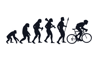 Fototapeta na wymiar Evolution from primate to cyclist. Vector sportive creative illustration