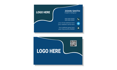simple business card design template with blue color combination 