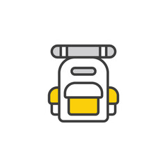 Backpack icon design with white background stock illustration