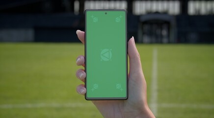 CU 20s Caucasian female holding a phone in a right hand, vertical orientation