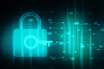 key and lock . 2D illustration