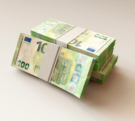 Obraz na płótnie Canvas Euro Cash Note Pile