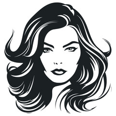 black and white vector illustration of light and shadow of a woman s face