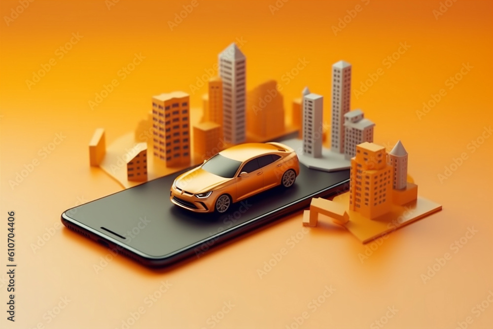 Poster direction travel navigation position mobile point phone location gps map. generative ai.