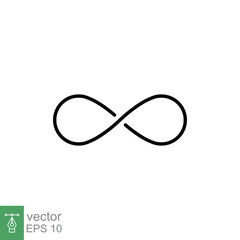 Infinity icon. Simple outline style. Loop, infinite, endless sign, limitless, round, template, ring concept. Thin line symbol. Vector illustration isolated on white background. EPS 10.