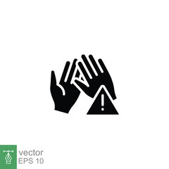 Fototapeta premium Avoid touching hands icon. Simple solid style. Do not touch, forbidden, hand, health, medical, safety concept. Black silhouette, glyph symbol. Vector illustration isolated on white background. EPS 10.