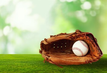 Sports baseball ball on green grass