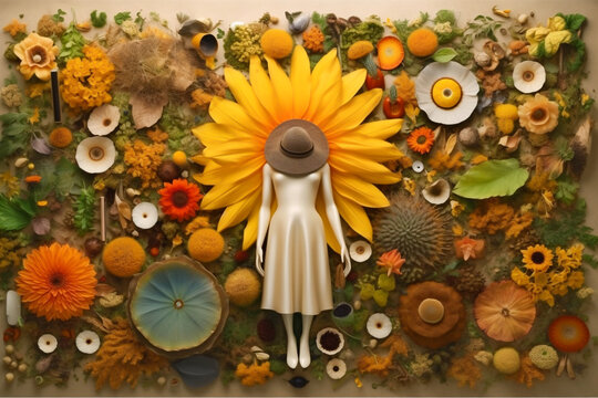 AI-Generated For the Love of Plants: Harmonious Blend of Technology and Nature.  Sunflower, Yellow, Bright, Wallpaper, Cover Photo, Banner, Background