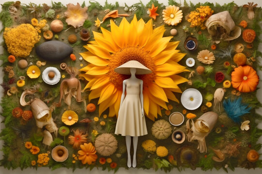 AI-Generated For the Love of Plants: Harmonious Blend of Technology and Nature.  Sunflower, Yellow, Bright, Wallpaper, Cover Photo, Banner, Background