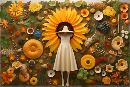 AI-Generated For the Love of Plants: Harmonious Blend of Technology and Nature.  Sunflower, Yellow, Bright, Wallpaper, Cover Photo, Banner, Background