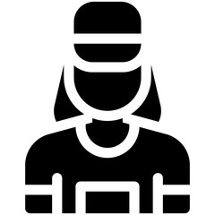 Female runner icon, Marathon related vector