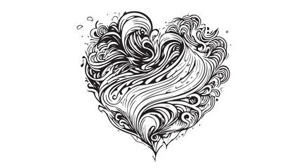 Love Heart Hand Drawn Element Illustration For Valentine's Day Decoration.