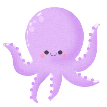 cute pastel watercolor of octopus