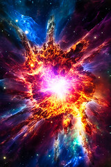 Graphic representation of a supernova explosion in a distant galaxy. Ai generativ.