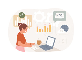 Business intelligence isolated concept vector illustration. BI systems, performance tools and software solutions, data analysis, business information presentation, decision making vector concept.