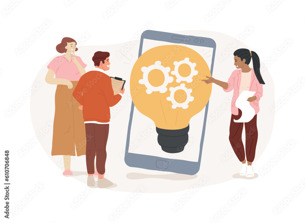 Poster innovative solution isolated concept vector illustration. innovative technological solution, problem