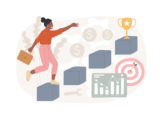 Business ambition isolated concept vector illustration. Career ladder, personal growth, business success, goal achievement, startup project support, hire employees, take a risk vector concept.