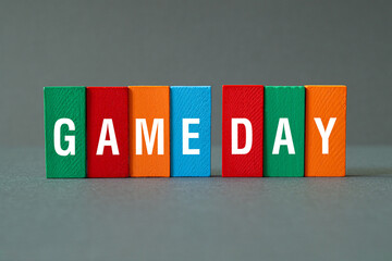 Game day - word concept on building blocks, text