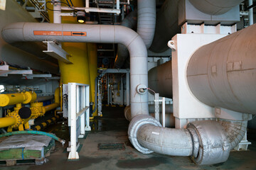 Insulation foam covered with a good waterproof rubber sheet on pipes in offshore oil and gas processing.