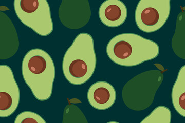 Avocado seamless vector pattern. Trendy childish pattern for decoration design, poster, textile. Simple vector illustration with vegetarian healthy food