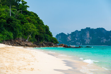 View of Bamboo island, Ko Phi Phi, Thailand. Tropical island, concept of summer vacation in paradise.