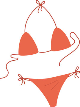 Women bikini flat vector illustration. Female stylish swimwear. Fashion swimsuit