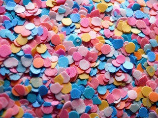 Fototapeta na wymiar Textured background of colorful caramel confetti