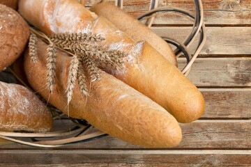 Tasty fresh white bread on the desk