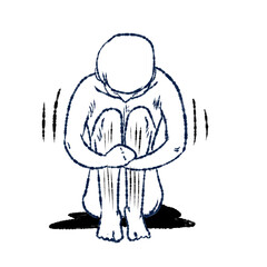 Fototapeta na wymiar depression hugging knees