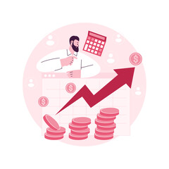 Sales growth abstract concept vector illustration. Profit plan, client database growth, sales manager, promotion method, marketing goal, salesman achievement, rate formula abstract metaphor.