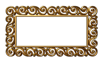 3d illustration. Classic gold frame in the Baroque style. Cover or postcard. Background © denisik11