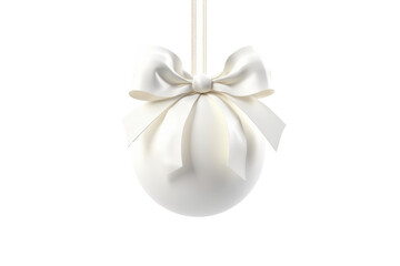 Fototapeta na wymiar white Christmas ball with ribbon and a bow, isolated on background. Generative AI