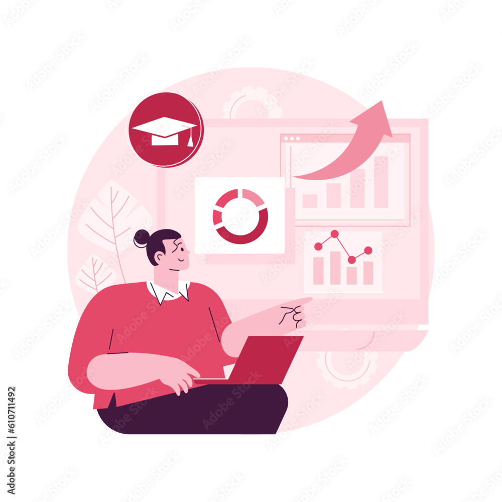 Poster learning management system abstract concept vector illustration. educational technology, online lear